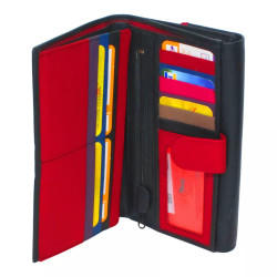 Compagnon multi-couleur cuir noir – cote porte chequier et CB