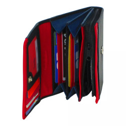 Porte-monnaie cuir multi-couleur noir – 10 cartes + monnaie