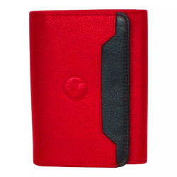 Porte-monnaie cuir multi-couleur rouge – 10 cartes + monnaie