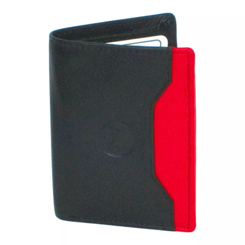 Porte-carte cuir noir multi-couleur – 10 cartes + billets