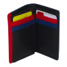 Porte-carte cuir noir multi-couleur – 10 cartes + billets