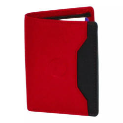 Porte-carte multi-couleur rouge en cuir vachette souple – face
