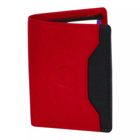Porte-carte cuir rouge multi-couleur – 10 cartes + billets