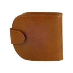 Porte monnaie cuvette de marque SPIRIT en cuir vachette collet marron