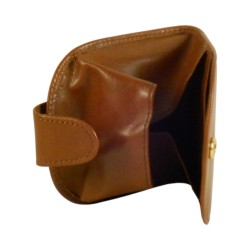 Porte monnaie cuvette de marque SPIRIT en cuir vachette collet marron