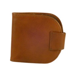 Porte monnaie cuvette de marque SPIRIT en cuir vachette collet marron