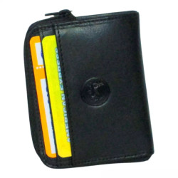Petit porte-monnaie noir RFID Cheval G.Z – Cuir vachette