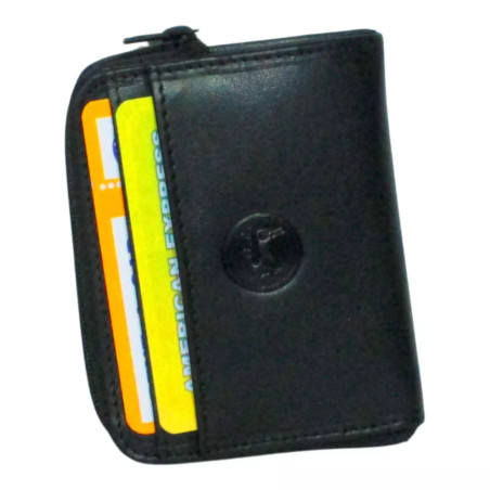 Petit porte-monnaie noir RFID Cheval G.Z – Cuir vachette