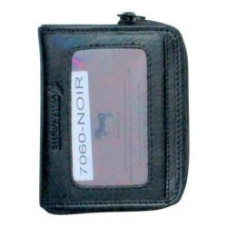 Petit porte-monnaie noir RFID Cheval G.Z en cuir vachette – dos