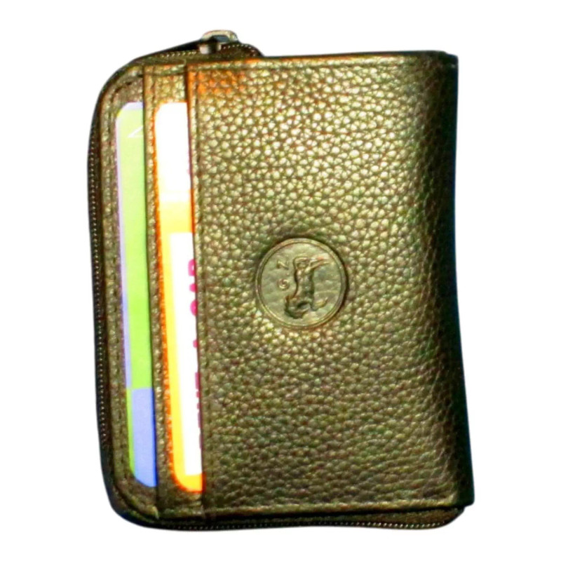 Petit porte-monnaie noir Cheval G.Z – Cuir vachette + chaîne