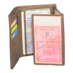 Grand portefeuille marron Cheval G.Z en cuir vachette – interieur-2