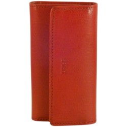 Porte clés de marque SPIRIT en cuir vachette collet rouge.