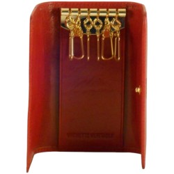 Porte clés de marque SPIRIT en cuir vachette collet rouge.