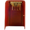 Porte clés de marque SPIRIT en cuir vachette collet rouge.