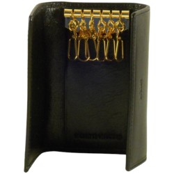 Porte clés de marque SPIRIT en cuir vachette collet noir.