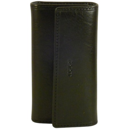 Porte clés de marque SPIRIT en cuir vachette collet noir.