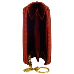 Porte monnaie de marque SPIRIT en cuir vachette collet rouge.