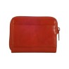 Porte monnaie de marque SPIRIT en cuir vachette collet rouge.