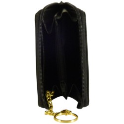 Porte monnaie-clés de marque SPIRIT en cuir vachette collet noir.