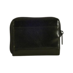 Porte monnaie-clés de marque SPIRIT en cuir vachette collet noir.
