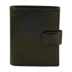 Porte monnaie porte carte noir fermé par un bouton pression.