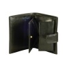 Porte monnaie porte carte noir fermé par un bouton pression.