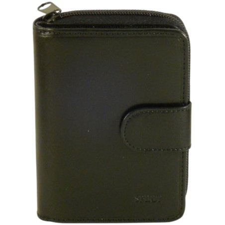 Porte monnaie et cartes de marque SPIRIT en cuir vachette collet noir.