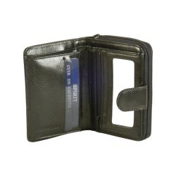 Porte monnaie et cartes de marque SPIRIT en cuir vachette collet noir.