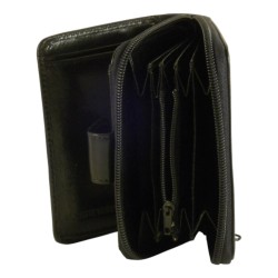 Porte monnaie et cartes de marque SPIRIT en cuir vachette collet noir.