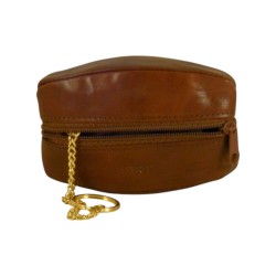 Porte monnaie porte clés de marque SPIRIT en cuir vachette collet marr