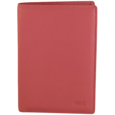 Portefeuille grand format en cuir vachette rose de marque FANCIL