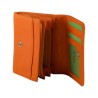 Porte monnaie de marque FANCIL en cuir vachette orange.