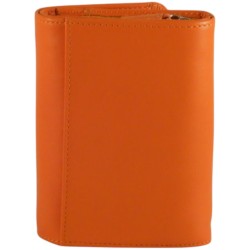 Porte monnaie de marque FANCIL en cuir vachette orange.
