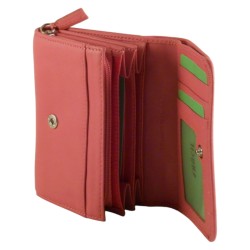 Porte monnaie de marque FANCIL en cuir vachette rose.