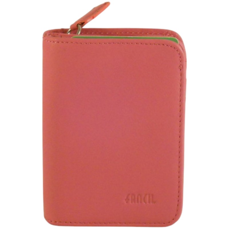Porte monnaie - cartes de marque FANCIL en cuir vachette rose. Porte monnaie - cartes de marque FANCIL en cuir vachette rose.
