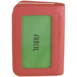 Porte monnaie - cartes de marque FANCIL en cuir vachette rose.