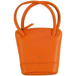 Porte monnaie porte clés de marque FANCIL en cuir vachette orange.