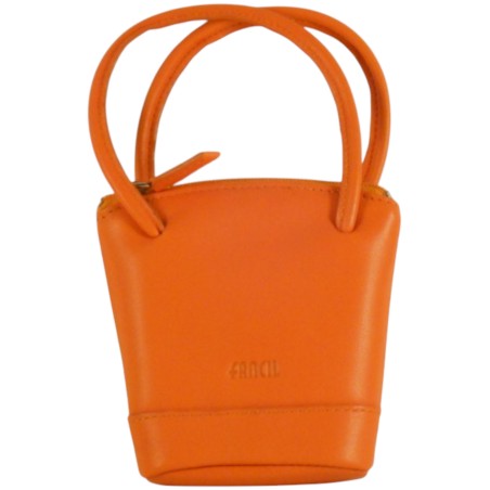 Porte monnaie porte clés de marque FANCIL en cuir vachette orange.