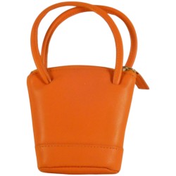 Porte monnaie porte clés de marque FANCIL en cuir vachette orange.