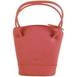 Porte monnaie porte clés de marque FANCIL en cuir vachette rose.