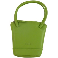 Porte monnaie porte clés de marque FANCIL en cuir vachette vert anis.