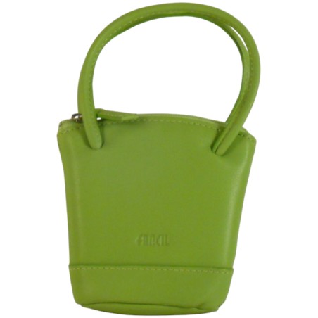 Porte monnaie porte clés de marque FANCIL en cuir vachette vert anis.