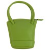 Porte monnaie porte clés de marque FANCIL en cuir vachette vert anis.