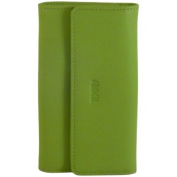 Porte clés de marque FANCIL en cuir vachette vert anis.