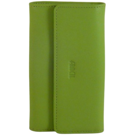 Porte clés de marque FANCIL en cuir vachette vert anis.