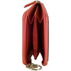Porte monnaie - clés de marque FANCIL en cuir vachette rose.