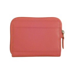 Porte monnaie - clés de marque FANCIL en cuir vachette rose.