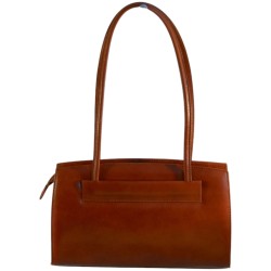 sac à main en cuir vachette fauve pouvant se porter sur l'épaule.