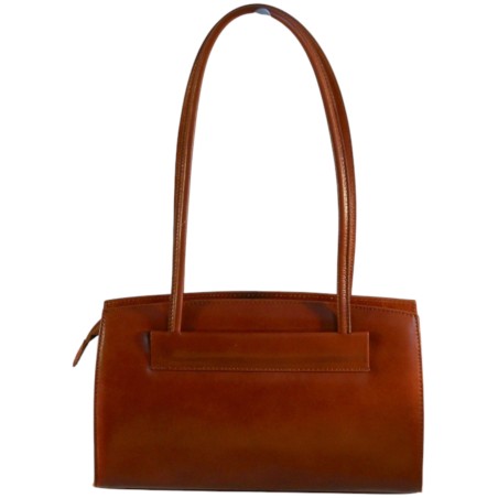 sac à main en cuir vachette fauve pouvant se porter sur l'épaule.