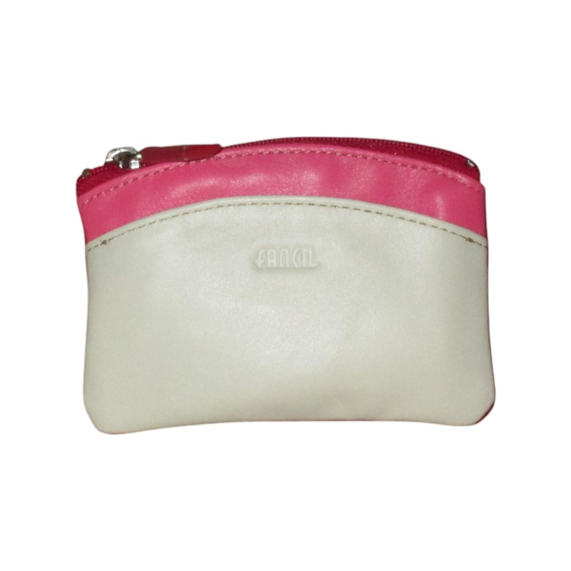 Porte monnaie - porte clés FANCIL bi-colore rose-blanc Porte monnaie - porte clés FANCIL bi-colore rose-blanc